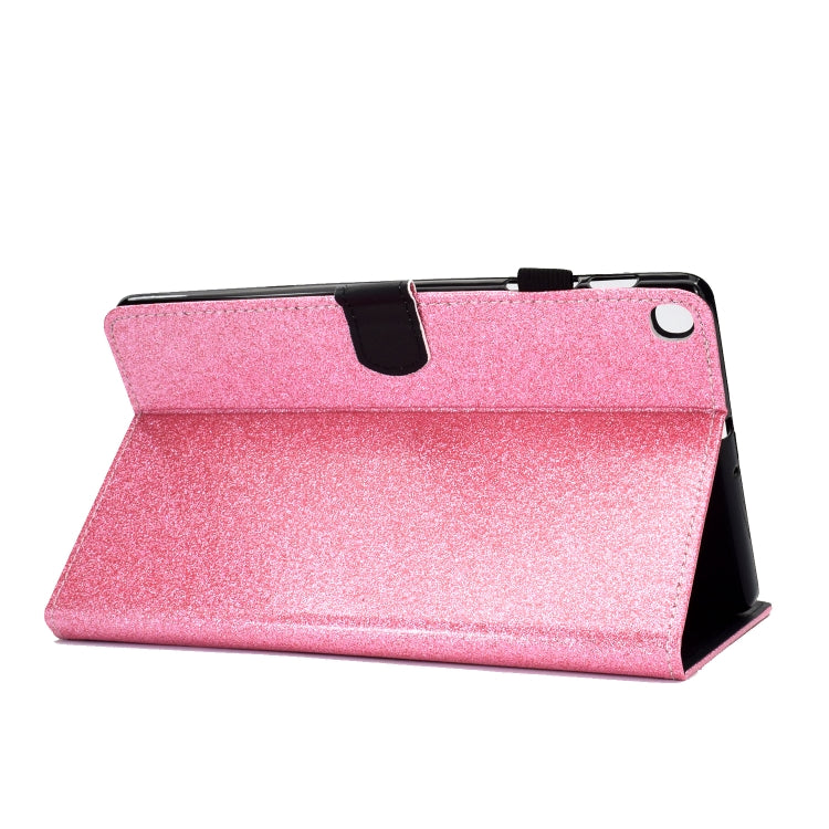 For Galaxy Tab A 8.0 & S Pen (2019) P200 Varnish Glitter Powder Horizontal Flip Leather Case with Holder & Card Slot