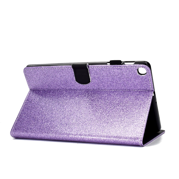 For Galaxy Tab A 8.0 & S Pen (2019) P200 Varnish Glitter Powder Horizontal Flip Leather Case with Holder & Card Slot