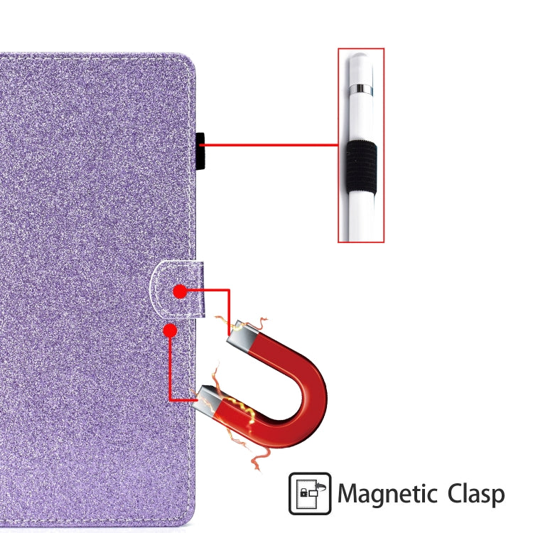 For Galaxy Tab A 8.0 & S Pen (2019) P200 Varnish Glitter Powder Horizontal Flip Leather Case with Holder & Card Slot