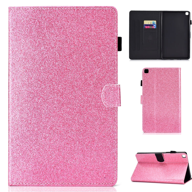 For Galaxy Tab A 8.0 (2019) T290 Varnish Glitter Powder Horizontal Flip Leather Case with Holder & Card Slot