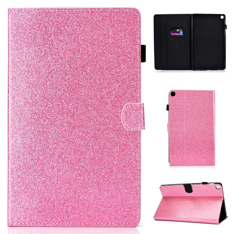 For Galaxy Tab S5e T720 Varnish Glitter Powder Horizontal Flip Leather Case with Holder & Card Slot