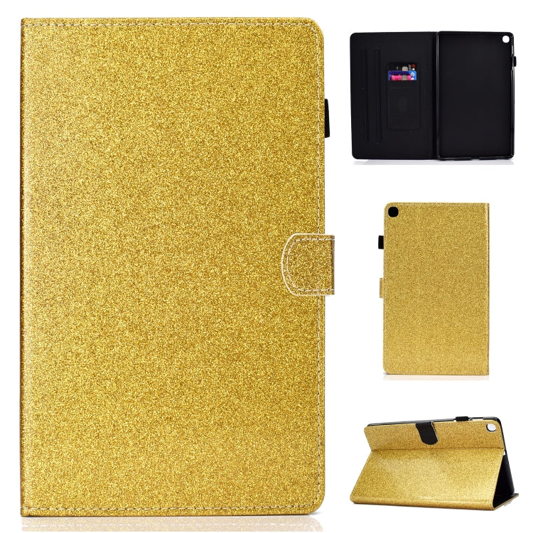For Galaxy Tab S5e T720 Varnish Glitter Powder Horizontal Flip Leather Case with Holder & Card Slot