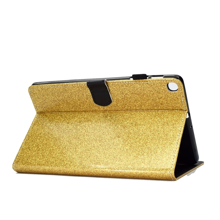For Galaxy Tab S5e T720 Varnish Glitter Powder Horizontal Flip Leather Case with Holder & Card Slot