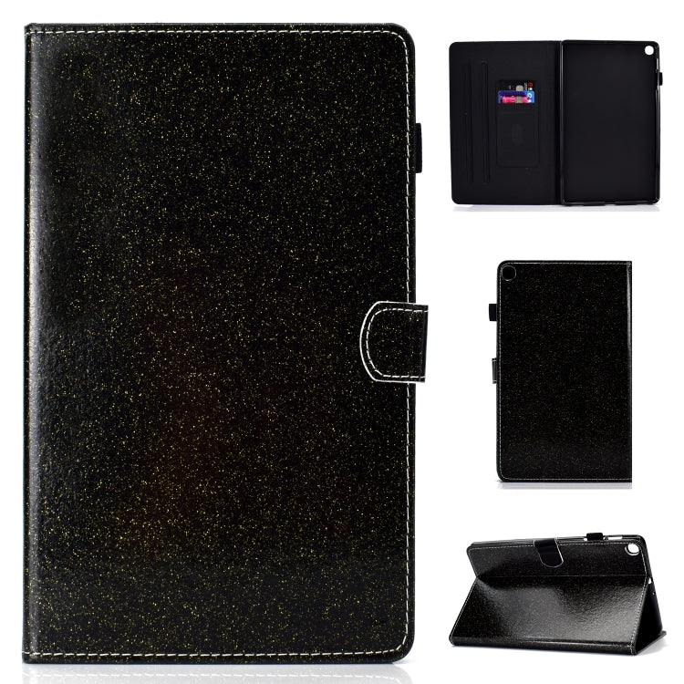 For Galaxy Tab S5e T720 Varnish Glitter Powder Horizontal Flip Leather Case with Holder & Card Slot