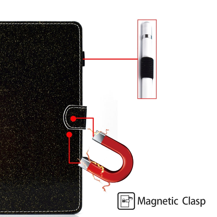 For Galaxy Tab S5e T720 Varnish Glitter Powder Horizontal Flip Leather Case with Holder & Card Slot