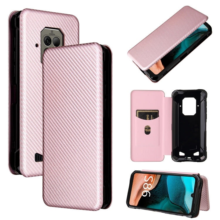 For Doogee S86 / S86 Pro Carbon Fiber Texture Horizontal Flip TPU + PC + PU Leather Case with Card Slot