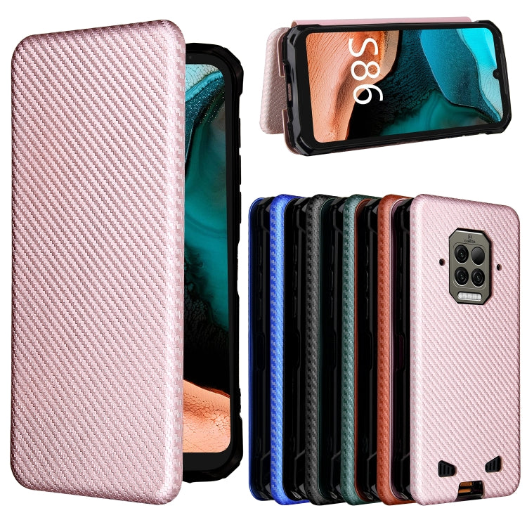For Doogee S86 / S86 Pro Carbon Fiber Texture Horizontal Flip TPU + PC + PU Leather Case with Card Slot