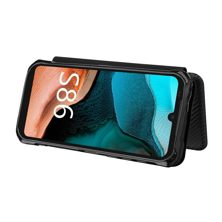 For Doogee S86 / S86 Pro Carbon Fiber Texture Horizontal Flip TPU + PC + PU Leather Case with Card Slot