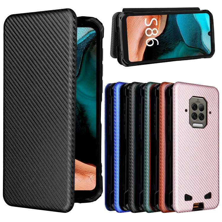 For Doogee S86 / S86 Pro Carbon Fiber Texture Horizontal Flip TPU + PC + PU Leather Case with Card Slot