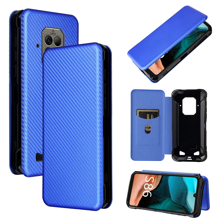 For Doogee S86 / S86 Pro Carbon Fiber Texture Horizontal Flip TPU + PC + PU Leather Case with Card Slot