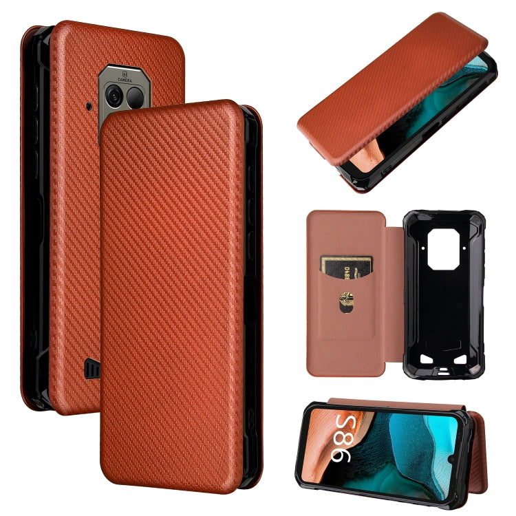 For Doogee S86 / S86 Pro Carbon Fiber Texture Horizontal Flip TPU + PC + PU Leather Case with Card Slot