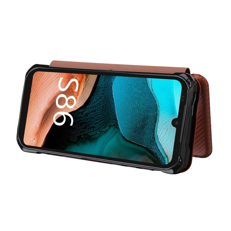 For Doogee S86 / S86 Pro Carbon Fiber Texture Horizontal Flip TPU + PC + PU Leather Case with Card Slot