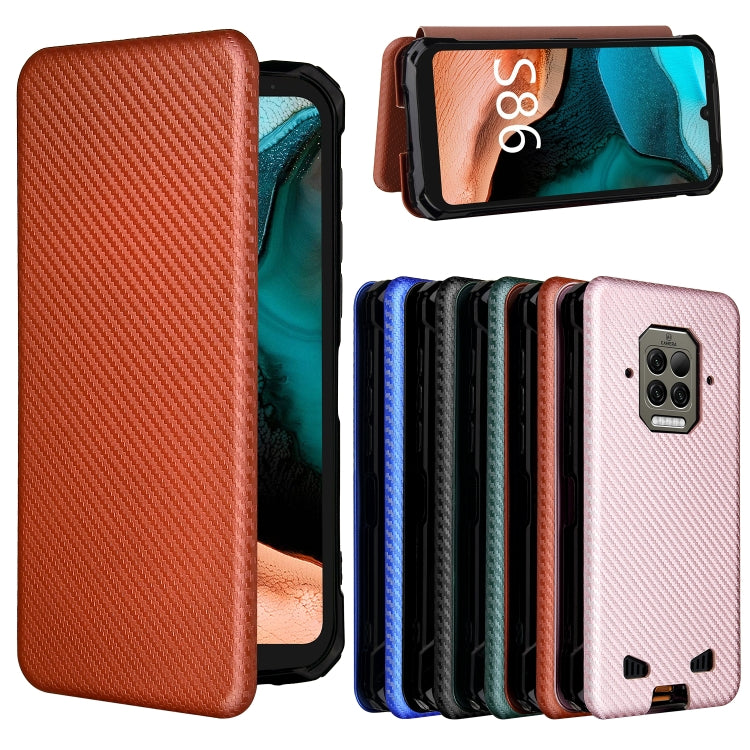 For Doogee S86 / S86 Pro Carbon Fiber Texture Horizontal Flip TPU + PC + PU Leather Case with Card Slot