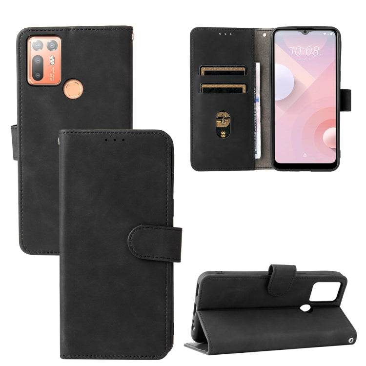 For HTC Desire 20+ Solid Color Skin Feel Magnetic Buckle Horizontal Flip PU Leather Case with Holder & Card Slots & Wallet