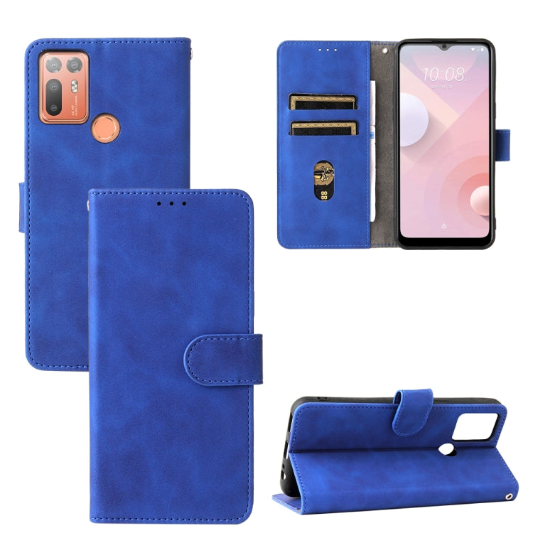 For HTC Desire 20+ Solid Color Skin Feel Magnetic Buckle Horizontal Flip PU Leather Case with Holder & Card Slots & Wallet