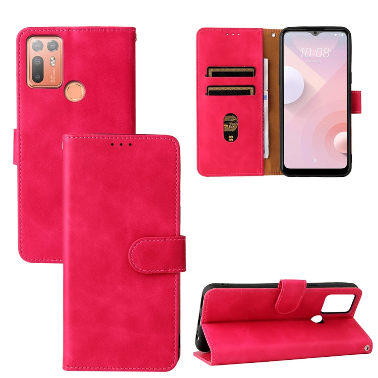 For HTC Desire 20+ Solid Color Skin Feel Magnetic Buckle Horizontal Flip PU Leather Case with Holder & Card Slots & Wallet