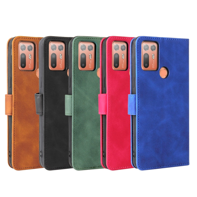 For HTC Desire 20+ Solid Color Skin Feel Magnetic Buckle Horizontal Flip PU Leather Case with Holder & Card Slots & Wallet