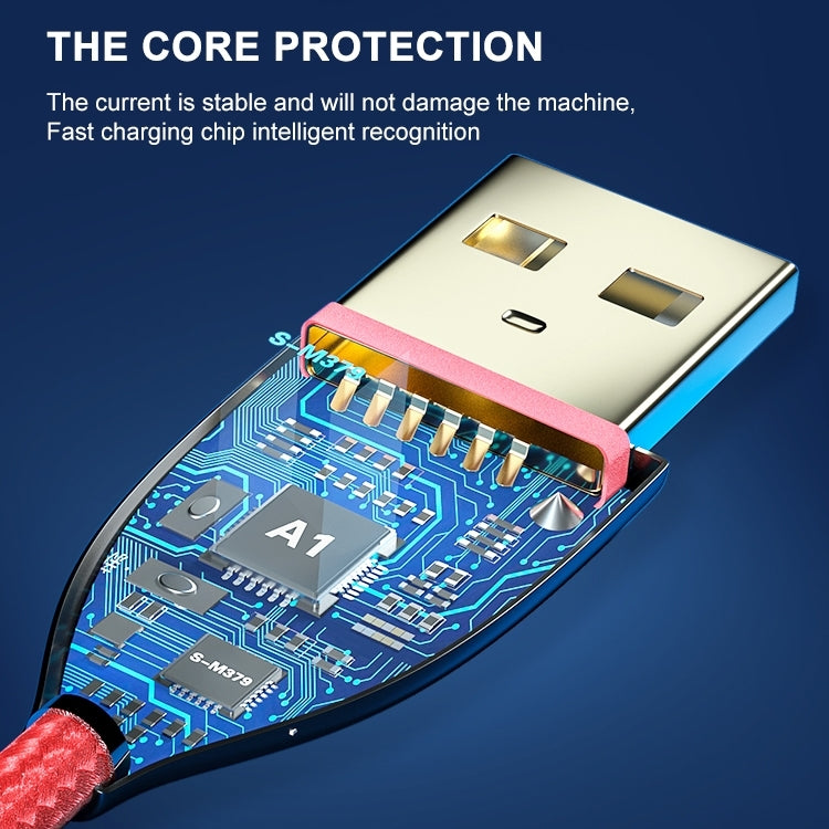 ADC-001 3A USB to USB-C / Type-C Weave Fast Charging Data Cable, Length:2m