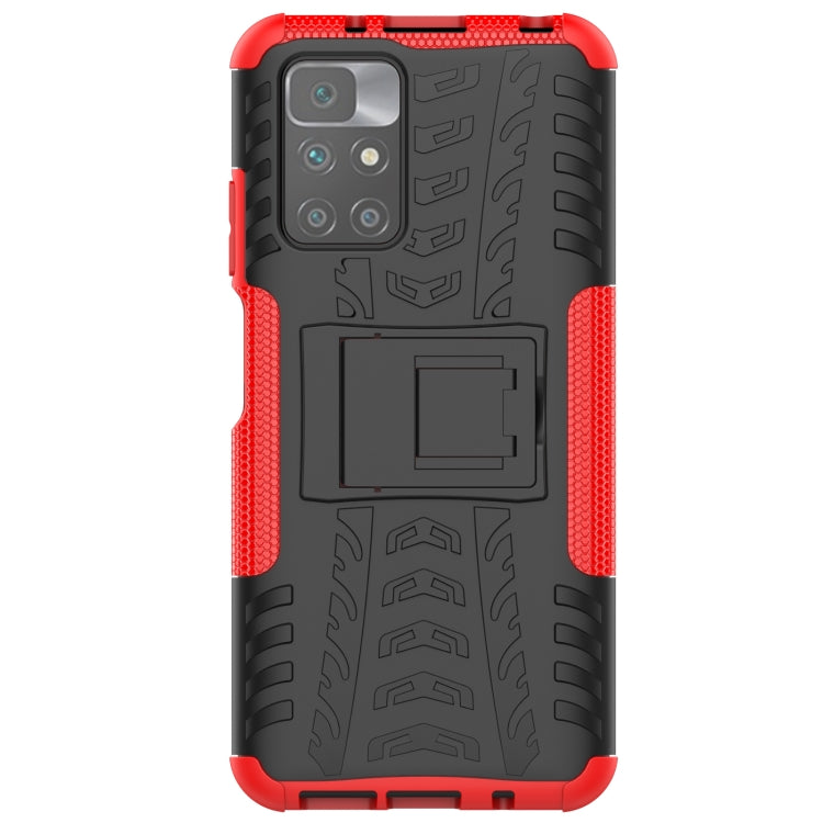 For Xiaomi Redmi 10 Tire Texture Shockproof TPU+PC Protective Case with Holder
