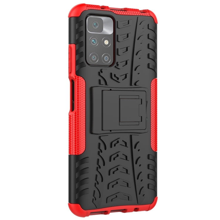 For Xiaomi Redmi 10 Tire Texture Shockproof TPU+PC Protective Case with Holder