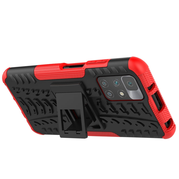 For Xiaomi Redmi 10 Tire Texture Shockproof TPU+PC Protective Case with Holder