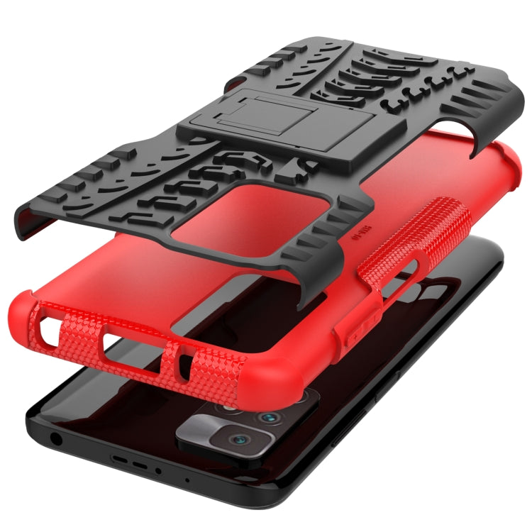 For Xiaomi Redmi 10 Tire Texture Shockproof TPU+PC Protective Case with Holder