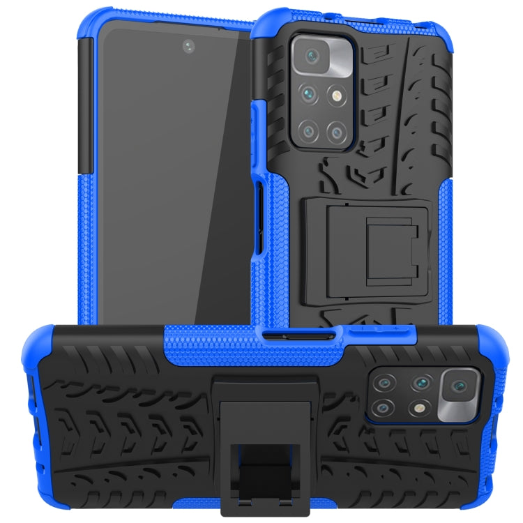 For Xiaomi Redmi 10 Tire Texture Shockproof TPU+PC Protective Case with Holder