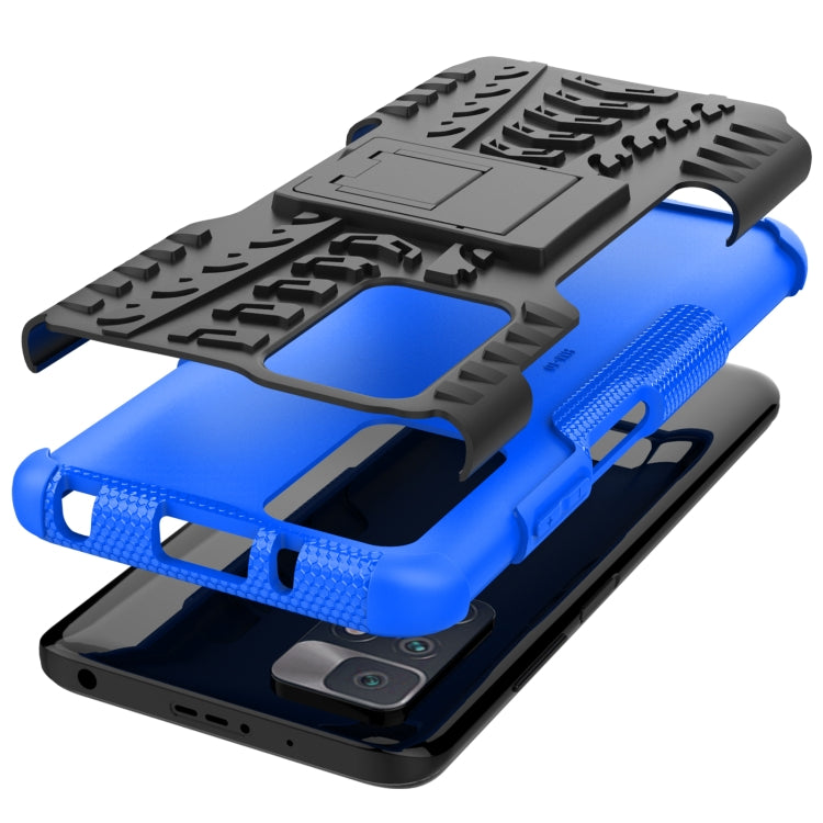 For Xiaomi Redmi 10 Tire Texture Shockproof TPU+PC Protective Case with Holder