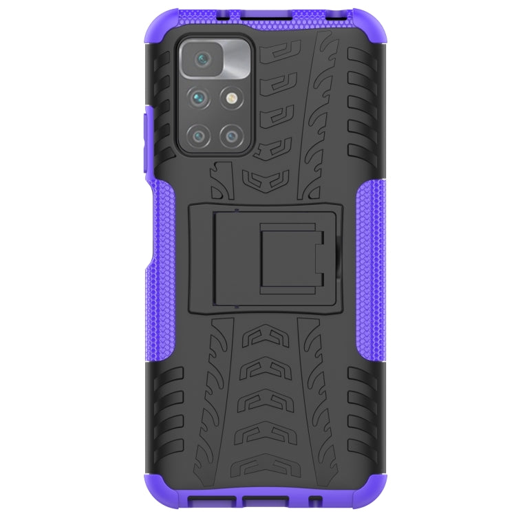 For Xiaomi Redmi 10 Tire Texture Shockproof TPU+PC Protective Case with Holder