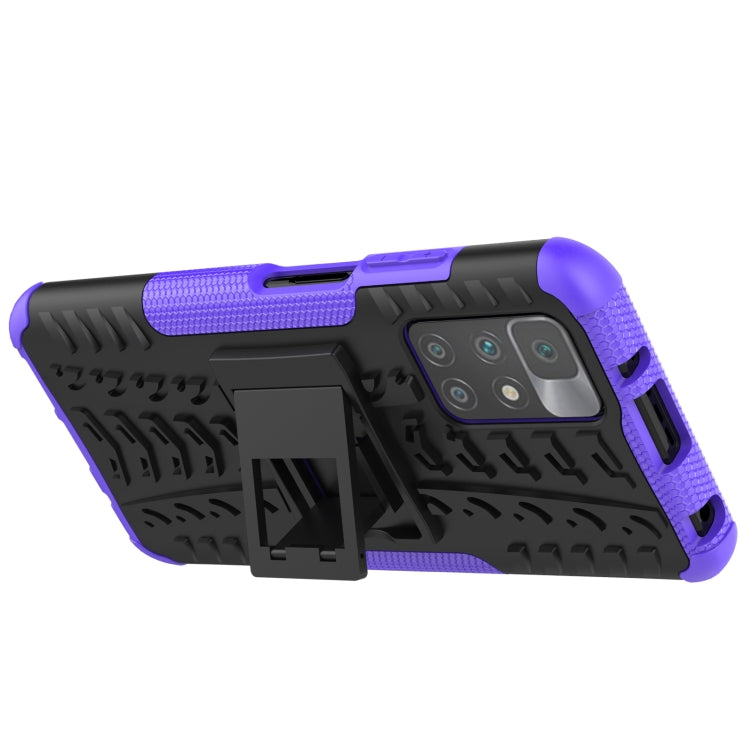 For Xiaomi Redmi 10 Tire Texture Shockproof TPU+PC Protective Case with Holder