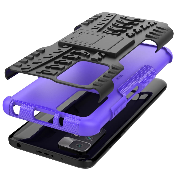 For Xiaomi Redmi 10 Tire Texture Shockproof TPU+PC Protective Case with Holder