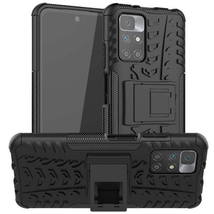 For Xiaomi Redmi 10 Tire Texture Shockproof TPU+PC Protective Case with Holder