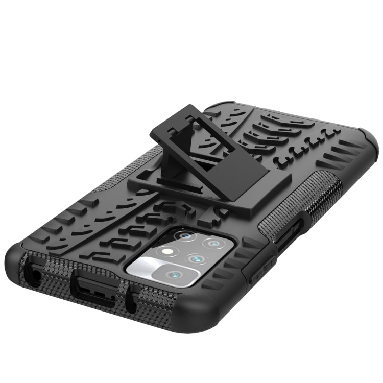 For Xiaomi Redmi 10 Tire Texture Shockproof TPU+PC Protective Case with Holder