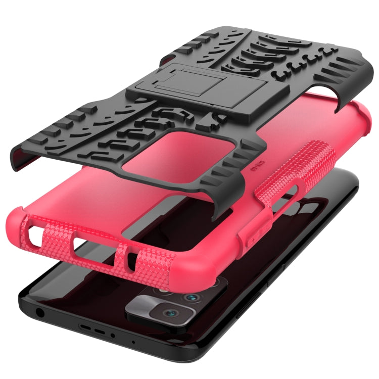 For Xiaomi Redmi 10 Tire Texture Shockproof TPU+PC Protective Case with Holder