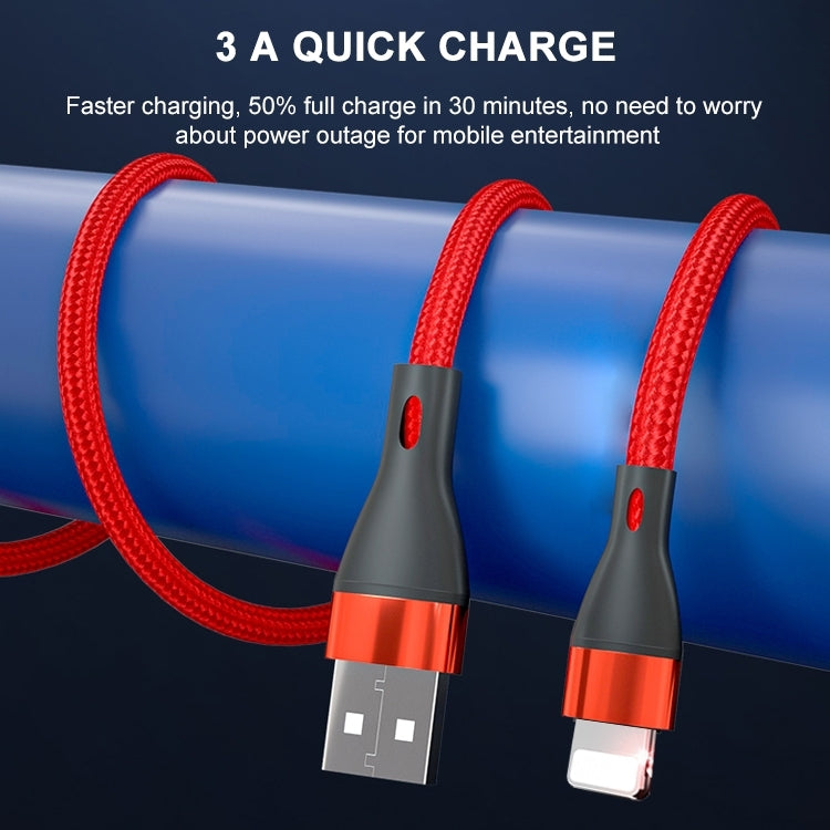 ADC-001 3A USB to 8 Pin Weave Fast Charging Data Cable for iPhone, iPad, Length:2m