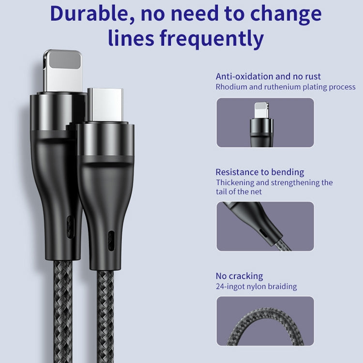 ADC-003 USB-C / Type-C to 8 Pin PD Fast Charging Weave Data Cable for iPhone, iPad, Length:2m