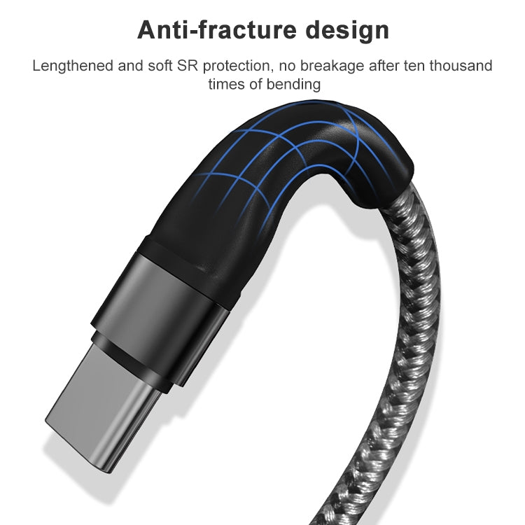 ADC-004 USB-C / Type-C to USB-C / Type-C PD Fast Charging Weave Data Cable, Length:1m