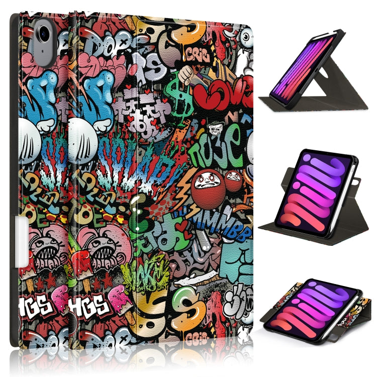 For iPad mini 6 Painted Pattern Voltage Horizontal Flip PU Leather Tablet Case with Rotating Holder & Pen Slot & Sleep / Wake-up Function