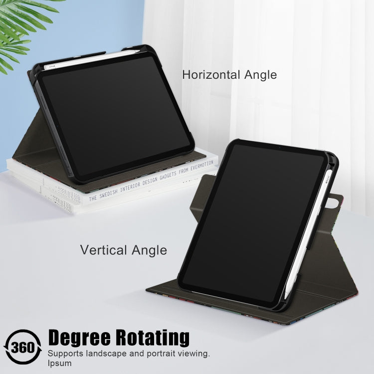 For iPad mini 6 Painted Pattern Voltage Horizontal Flip PU Leather Tablet Case with Rotating Holder & Pen Slot & Sleep / Wake-up Function