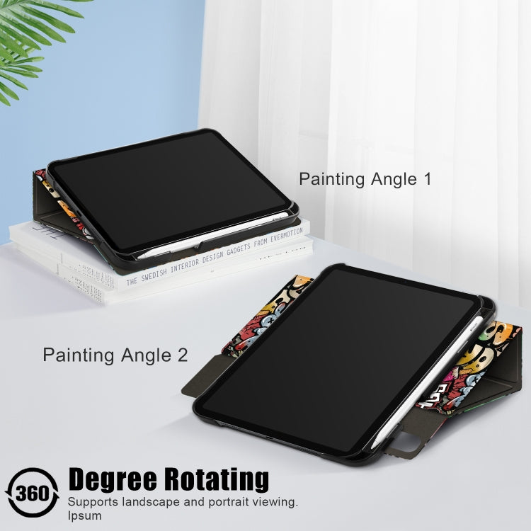 For iPad mini 6 Painted Pattern Voltage Horizontal Flip PU Leather Tablet Case with Rotating Holder & Pen Slot & Sleep / Wake-up Function