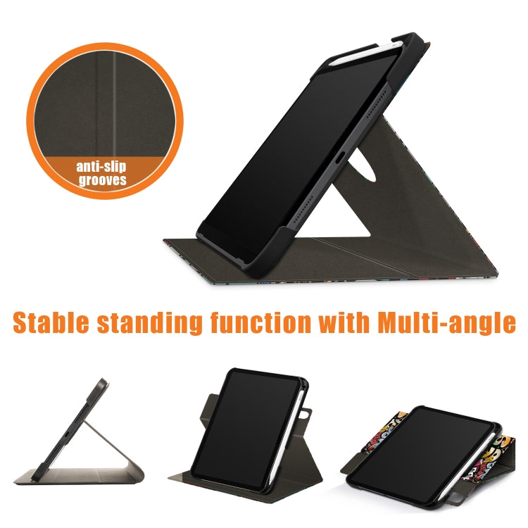 For iPad mini 6 Painted Pattern Voltage Horizontal Flip PU Leather Tablet Case with Rotating Holder & Pen Slot & Sleep / Wake-up Function