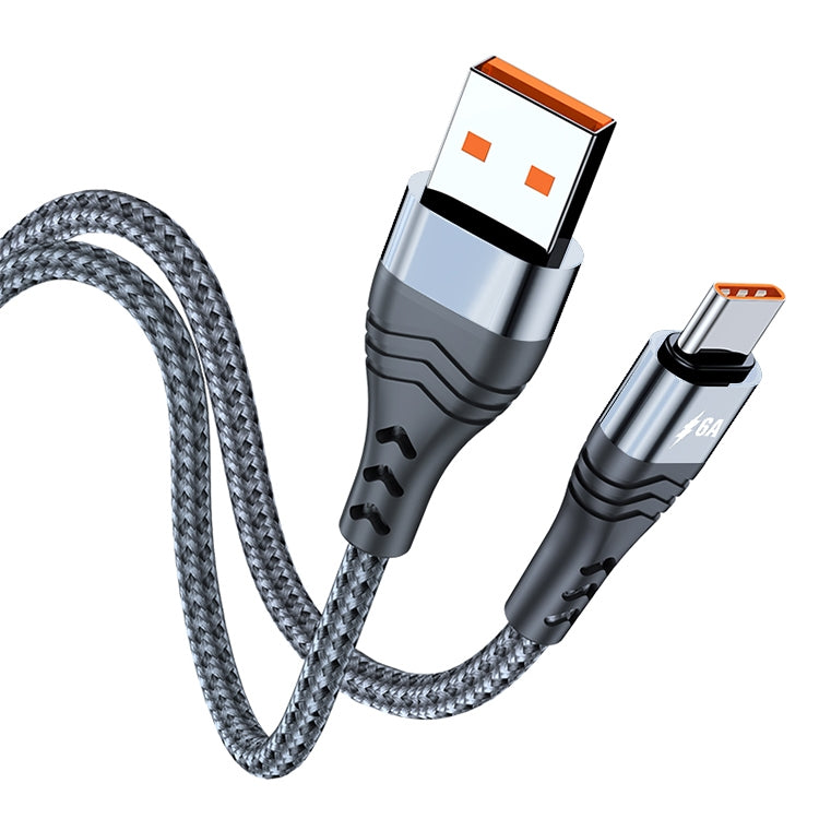 ADC-005 6A USB to USB-C / Type-C Weave Fast Charging Data Cable, Length:2m