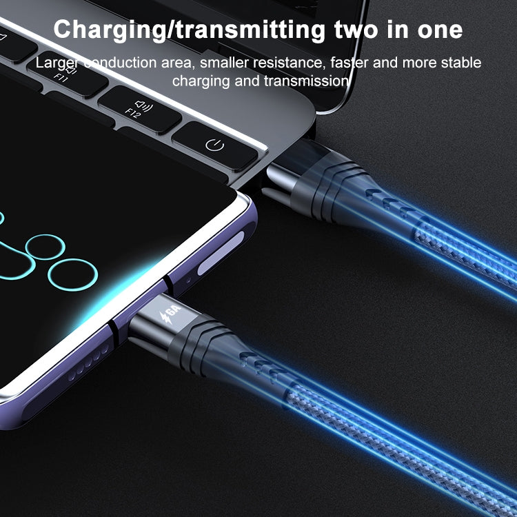 ADC-005 6A USB to USB-C / Type-C Weave Fast Charging Data Cable, Length:2m