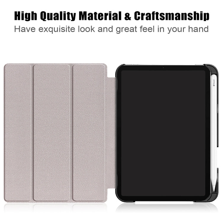 For iPad mini 6 Solid Color TPU Horizontal Flip Leather Tablet Case with Three-folding Holder & Pen Slot & Sleep / Wake-up Function