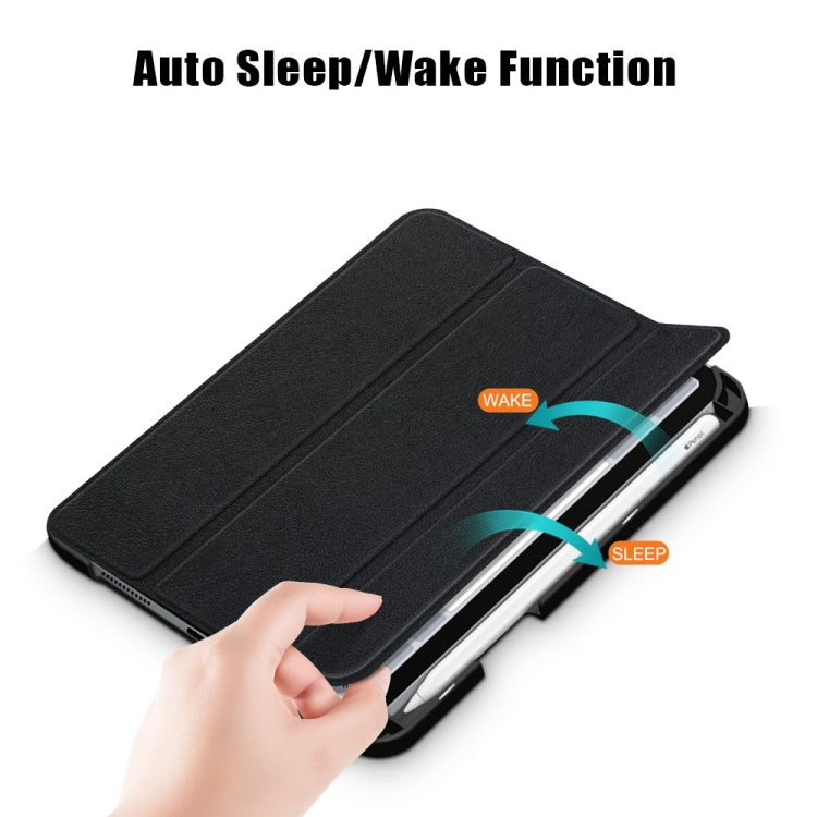 For iPad mini 6 Solid Color TPU Horizontal Flip Leather Tablet Case with Three-folding Holder & Pen Slot & Sleep / Wake-up Function
