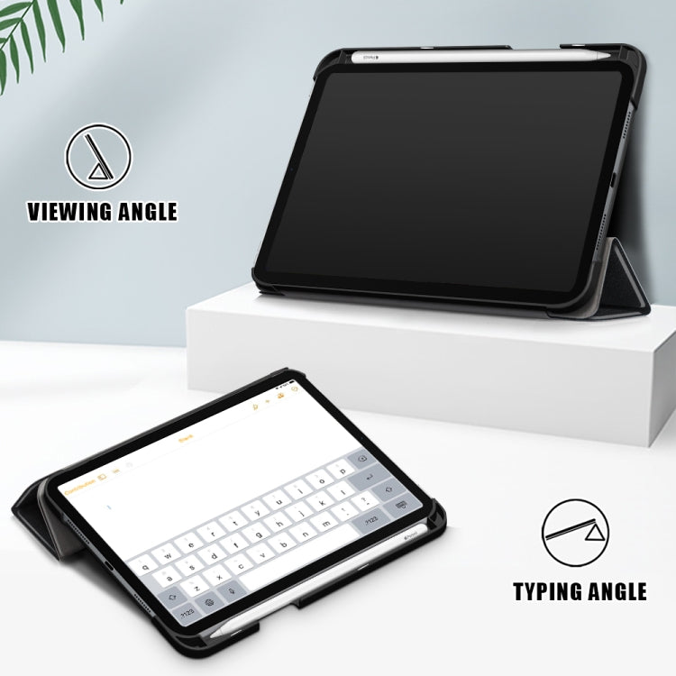 For iPad mini 6 Solid Color TPU Horizontal Flip Leather Tablet Case with Three-folding Holder & Pen Slot & Sleep / Wake-up Function