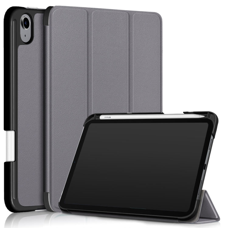 For iPad mini 6 Solid Color TPU Horizontal Flip Leather Tablet Case with Three-folding Holder & Pen Slot & Sleep / Wake-up Function