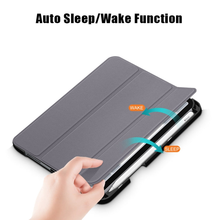 For iPad mini 6 Solid Color TPU Horizontal Flip Leather Tablet Case with Three-folding Holder & Pen Slot & Sleep / Wake-up Function