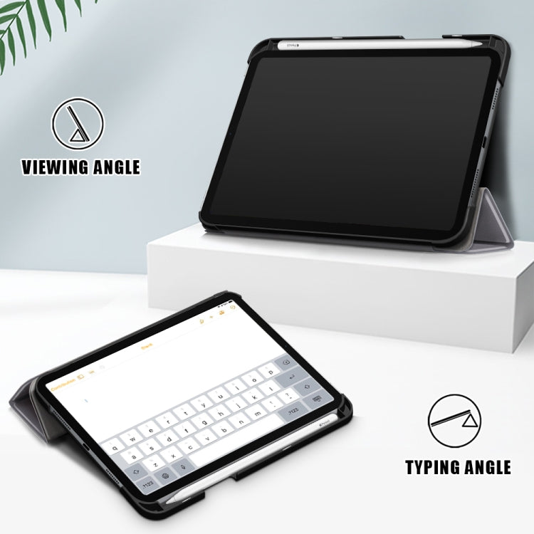 For iPad mini 6 Solid Color TPU Horizontal Flip Leather Tablet Case with Three-folding Holder & Pen Slot & Sleep / Wake-up Function