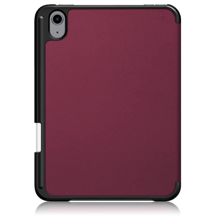 For iPad mini 6 Solid Color TPU Horizontal Flip Leather Tablet Case with Three-folding Holder & Pen Slot & Sleep / Wake-up Function